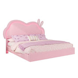 AMERLIFE Floating Queen Bed Frame with Adjustable RGB LED Headboard, Leather Upholstered Platform Bed for Kids/Girls,Wood Slats Support, No Box Spring Needed, Easy Assembly, Pink AMERLIFE
