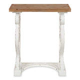 Kate and Laurel Wyldwood Rustic French Solid Wood Side Table, 24" x 14" x 12.75", White and Rustic Brown, Chic Farmhouse Inspiration, Natural Wood Top Kate and Laurel