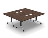 12 Person Conference Tables Meeting Seminar Fold Up Model 6732 2pc Color Java X-Thick Tops, Luxury Chrome Base & Casters, Ready to Use. (Tables, Power Bars Included, Seating NOT Included) TeamWORK Tables
