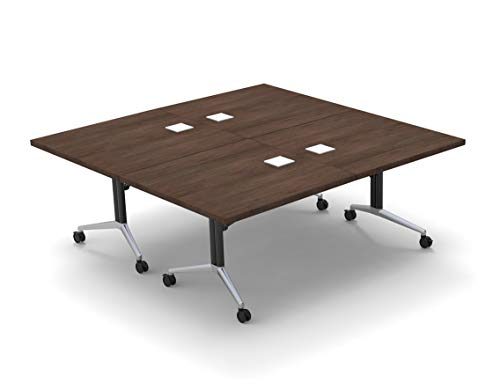 12 Person Conference Tables Meeting Seminar Fold Up Model 6732 2pc Color Java X-Thick Tops, Luxury Chrome Base & Casters, Ready to Use. (Tables, Power Bars Included, Seating NOT Included) - WoodArtSupply