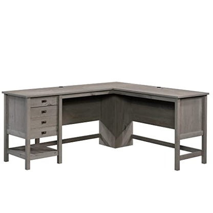 Sauder Cottage Road L-Desk, L: 65.12" x W: 58.66" x H: 29.76", Mystic Oak finish - WoodArtSupply