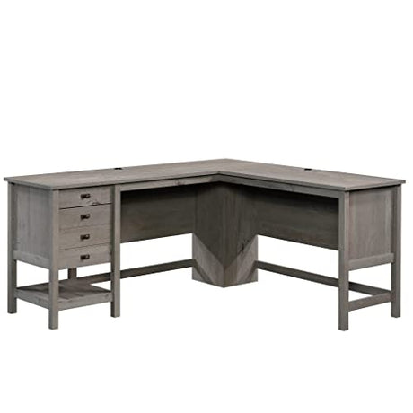 Sauder Cottage Road L-Desk, L: 65.12" x W: 58.66" x H: 29.76", Mystic Oak finish Sauder