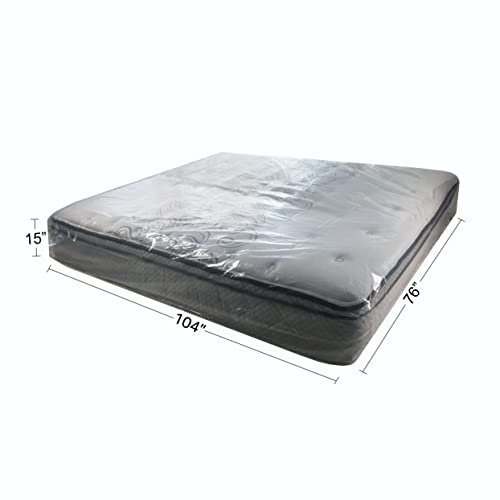 Uboxes King Mattress Poly Covers, 76 x 15 x 104 inch, 2 Count (Pack of 1), Clear Uboxes