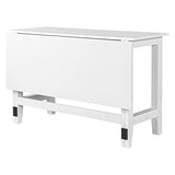 GDFStudio Marford 47" Extendable Dining Table, Modern Rectangular Kitchen Dinner Table for 4 with Drop Leaf, Wooden Dining Furniture for Kitchen Office Conference Room, Console Dining Table, White GDFStudio