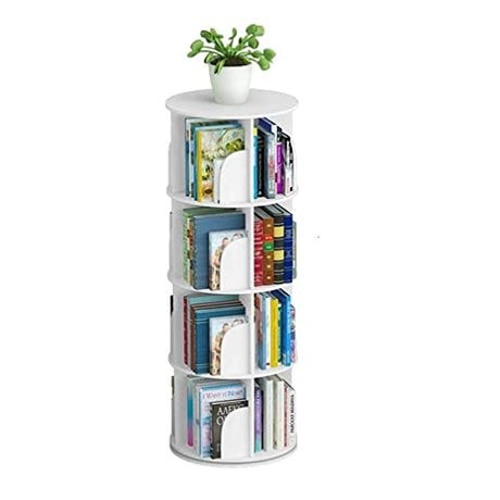 Intexca 4-Tier 360° Rotating Stackable Bookshelf Organizer in White Intexca