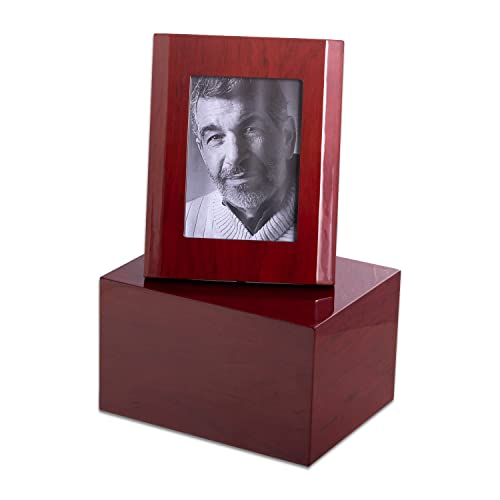 Deering Moments Solid Wood Cremation Urn with Picture Frame, up to 260lb - WoodArtSupply