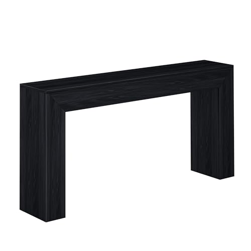 Plank+Beam Grand Console Table, 66 Inch Modern Solid Wood Sofa Table, Narrow Entryway Table for Hallway, Behind The Couch, Living Room, Foyer, Black Wirebrush Plank+Beam