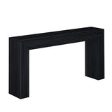 Plank+Beam Grand Console Table, 66 Inch Modern Solid Wood Sofa Table, Narrow Entryway Table for Hallway, Behind The Couch, Living Room, Foyer, Black Wirebrush Plank+Beam
