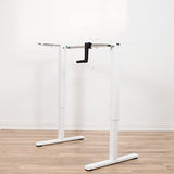 VIVO Compact Hand Crank Stand Up Desk Frame for 37 to 77 inch Table Tops, Ergonomic Standing Height Adjustable Base with Foldable Handle, White, DESK-M051MW VIVO