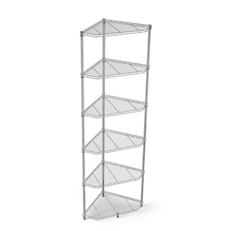 Silver 6 Tier NSF Metal Pentagonal Corner Wire Shelving Units, 600lbs Storage Rack with Feet for Kitchen, Utility Room, Warehouse, 72" H x 20" L x 20" W Holaki
