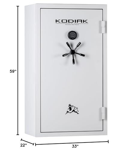 Kodiak Home Gun Safe for Rifles & Pistols | KGX5933W by Rhino Metals with New SafeX Security System | 41 Long Guns & 6 Handguns | 60 Minute Fire Protection | Gloss White Finish | 536lbs Kodiak