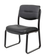 Boss Office Products B9539 Leather Sled Base Side Chair in Black, 250 Boss Office Products