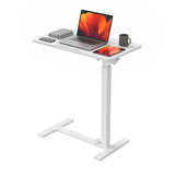 OLIXIS Mobile Standing Desk, Height-Adjustable Computer Cart with Pneumatic Lift, Portable Computer Workstation Cart for Bed, Couch, Office, Sofa, White OLIXIS