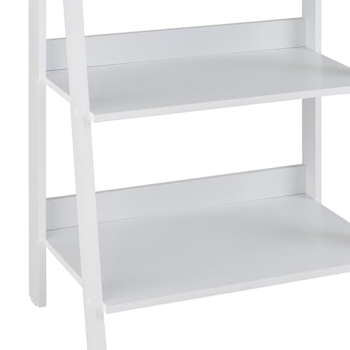 Sophisticated White 4-Shelf Ladder Bookcase by Walker Edison - WoodArtSupply