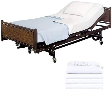 BLISSFORD - 4 Pack Fitted Hospital Bed Sheets with Elastic All Around for a Cotton Rich Soft Knitted Jersey Sheet, 36” x 84” x 12” BLISSFORD