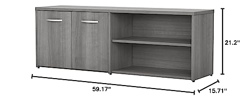 Bush Business Furniture Studio C Low Storage Cabinet with Doors by Platinum Gray Chrome Finish Bush Business Furniture