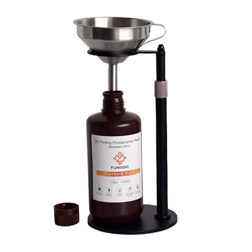 FUNGDO Resin Funnel Stand with Steel Ring Holder,Height Adjustable 3D Printer Resin Filter Strainer Stand,Hand-Free for Easy Recycling LCD/DLP/SLA/UV Photosensitive Resin (Holder+Funnel) FUNGDO