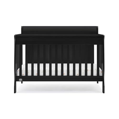 Delta Children Simmons Kids Carter 6-in-1 Convertible Crib - Greenguard Gold Certified, Black Ebony