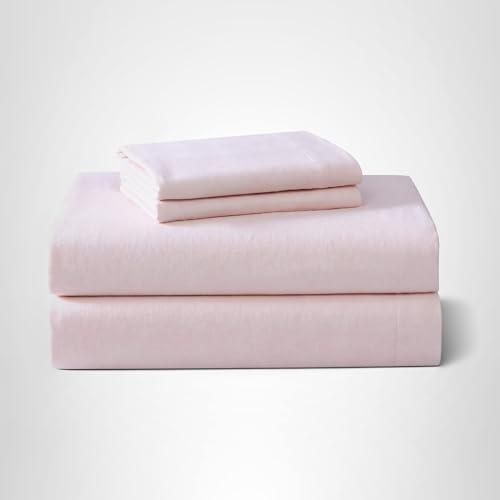 Laura Ashley - Flannel Sheets Twin Size, Anti-Pilling & Wrinkle Resistant Cotton, Touchably Soft for All-Season Comfort - Bed Sheets with Matching Pillowcase & Fitted Sheet (Bright Blush) Laura Ashley