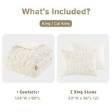 Intelligent Design King Comforter Set Chenille Tufted Animal Print Pattern Comforters King Size, All Season Fluffy Bedding Soft Microfiber Reverse, Larissa, King/Cal King Off-White 3 Piece Intelligent Design