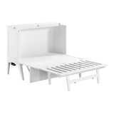AFI, Northampton Full Size Murphy Bed Desk with Memory Foam 6" Mattress and Built-in USB Charger, White AFI