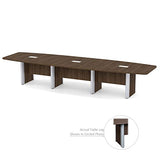 Thaweesuk Shop New Walnut 14 FT Modern Boat Shaped Conference Table Wood Hide Wires Inside Elliptical Metal Legs Desk Grommets Racetrack Room 3 Power Modules Silver Boardroom Office Furniture Business Generic