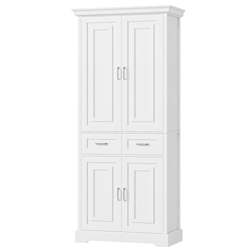 FACBOTALL Kitchen Pantry Storage Cabinet, 71" Tall Storage Cabinet with 4 Doors and 2 Drawers, Utility Kitchen Pantry with Adjustable Shelves for Dining Room Living Room… - WoodArtSupply