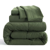 NTBAY Twin Comforter Set with Sheets, 5 Pieces Soft and Breathable Twin Bedding Set, Twin Bed in a Bag, Down Alternative Comforter Set Solid Color All Season, Kids Bedding Set, Olive Green NTBAY