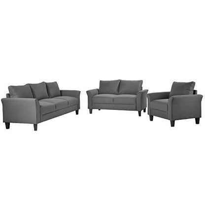 Eafurn 3 Piece Comfy Living Room Sofa Sets,Modern Polyester-Blend Upholstered 80" w Three Seater Sofa & 55.3" w Loveseat Couch and 32.7" w Singel Armchair for Bedroom, Small Space, Apartment, Office