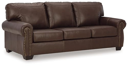 Signature Design by Ashley Colleton Classic Leather Match Sofa with Nailheads, Dark Brown