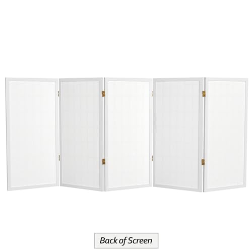 3 ft. Short Window Pane Shoji Screen - White - 5 Panels Red Lantern