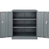 Global Industrial Counter Height Cabinet with Locking Lever Handle, 2 Height Adjustable Shelves, 300 lbs Shelf Capacity, 36" W x 24" D x 42" H, Unassembled, Gray Global Industrial