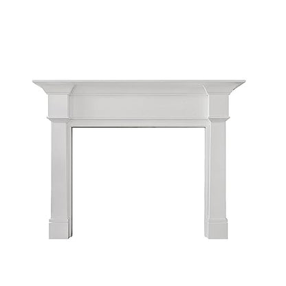 Modern Ember Grant 56x42 Inch Wood Fireplace Mantel Surround Kit | Unfinished - Elegant Design with Tiered Top Shelf and Cascading Legs; Includes Wooden Mantel Surround & Shelf