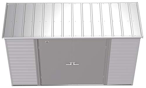 Arrow Select 10' x 4' Outdoor Lockable Steel Storage Shed Building, Flute Grey Arrow