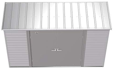 Arrow Select 10' x 4' Outdoor Lockable Steel Storage Shed Building, Flute Grey Arrow