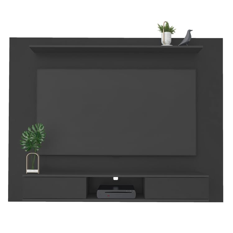 Naomi Home Zola Multi Storage Wall Media Center for up to 70 inch TVs, Entertainment Center with Storage, Floating TV Stand with 2 Sliding Doors and 2 Floating Wall Shelves, UV Painting Finish Black Naomi Home