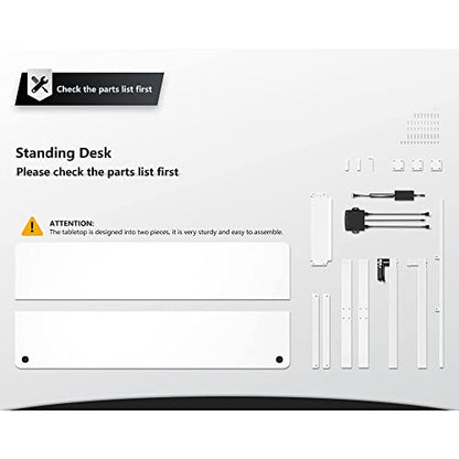 FEZIBO 48 x 24 Inches Standing Desk with Drawer, Adjustable Height Electric Stand up Desk with Storage, Sit Stand Home Office Desk, Ergonomic Computer Desk, White - WoodArtSupply