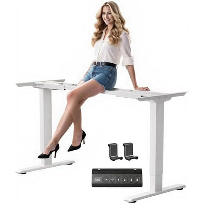 Qidbeld Dual Motor Standing Desk Frame with 330 lbs, Electric Adjustable Legs, Compatible Desktop Size 40″-90″, 3 Memory Height Settings Stand up Desks Frame Workstation, Black Frame Only