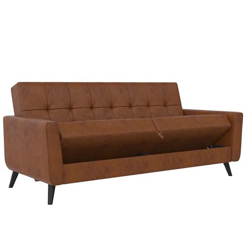 DHP Parker Futon with Storage, Camel Faux Leather