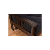 HomeStock Asian Allure Fusion Futon Wood Frame Classic Style with Mission Style Arms with Solid Pattern with Foldable Feature for Lounge Room with Tight Back Espresso/Full Frame Without Drawers HomeStock