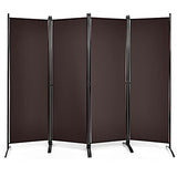 Giantex 4 Panel Room Divider - Folding Privacy Screen for Room Partition, 5.6 Ft Foldable Separator Wall, Brown Giantex