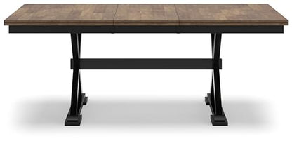 Signature Design by Ashley Wildenauer Dining Extension Table, 78" W x 40" D x 30" H, Black & Dark Brown - WoodArtSupply