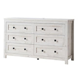 LUXOAK Farmhouse 6 Drawers Dresser, Wood Rustic Chest of Drawers for Bedroom, Closet Storage Dressers Organizer, 6 Drawers Chest for Living Room, Hallway, Rustic White LUXOAK