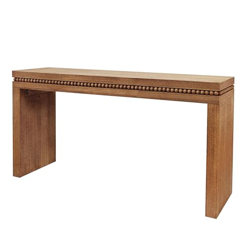 FGXJY Console Table for Living Room, Long Sofa Table Behind Couch with Real Wood Beads Decoration, Retro Entryway Table for Hallway Foyer (64 Inch, Antique Natural) FGXJY