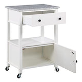 OSP Home Furnishings Fairfax Kitchen Cart with Granite Work Top and Extra Storage Drawer and Cabinet, White Office Star Products