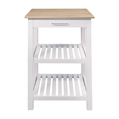 Casual Home Sunrise (Small) with Solid Harvest Hardwood Top Kitchen Island, 22.75"W, Natural&White - WoodArtSupply