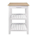 Casual Home Sunrise (Small) with Solid Harvest Hardwood Top Kitchen Island, 22.75"W, Natural&White American Trails