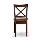 East West Furniture DLBO5-MAH-W 5-Piece Dining Table Set - 4 Dining Room Chairs with Wooden Seat - A Lovely Kitchen Table with Two 9-inch Drop leaves East West Furniture