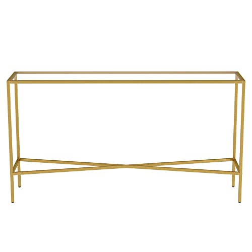 Henn&Hart 55" Glass Rectangular Console Table Entryway Table, Sofa Table for Entryway, Living Room, Couch, Hallway, or Office, Gold Henn&Hart