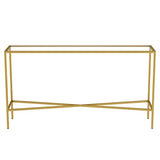 Henn&Hart 55" Glass Rectangular Console Table Entryway Table, Sofa Table for Entryway, Living Room, Couch, Hallway, or Office, Gold Henn&Hart